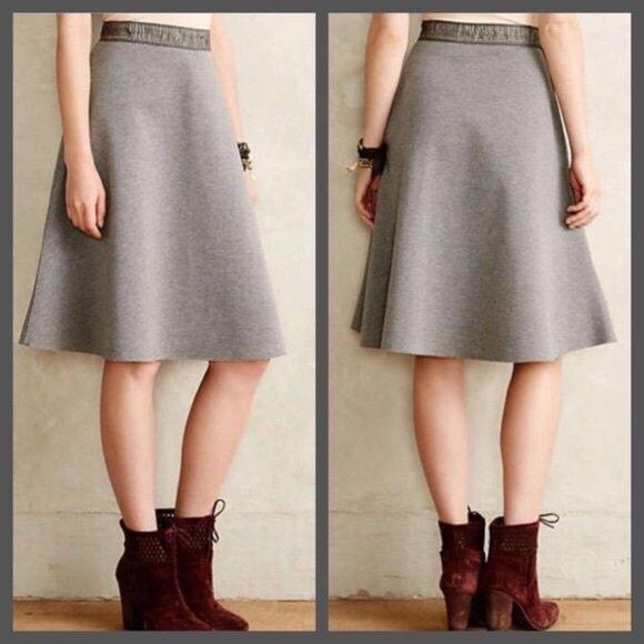 Anthropologie Dresses & Skirts - Anthropologie HD In Paris Neoprene Knit A-Line Skirt In Gray Size M EUC